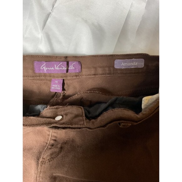 Gloria Vanderbilt Amanda High Rise Brown Jeans Size 16 Womens Casual Pants - Picture 2 of 7